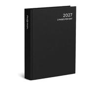 Agenda 2026 A4 de tapa dura, 2 páginas por día, agenda clásica para citas, oficina, escritorio, diarios (negro)
