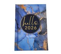 Agenda 2026 A5 con vista semanal, varios diseños, tapa dura, marcador de cinta, planificador anual completo, organizador (mármol)