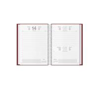 Agenda 2026 A5 espiral día vista burdeos