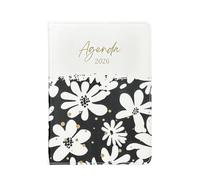 Agenda 2026 Anual Vista día por página con Versículos Bíblicos y Frases célebres Imitación Piel Pura Vida Blanco y Negro con Flores