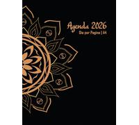 Agenda 2026 Dia por Pagina A4: Planificador 2026 Grande | 365 días del 01/01/2026 al 31/12/2026 | 1 Página = 1 Día | Horario de 08:00 a 19:00 | Formato A4 (20.96 x 27.94 cm) | 380 páginas