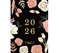 Agenda 2026 día por página con horas: Grande diaria A4 , Planificador diario y mensual, calendario 12 meses, español , Organizador 2026 - flores