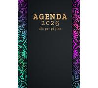 Agenda 2026 día por página: grande diaria A4, planificador diario y mensual, calendario 12 meses por horas, español, Organizador 2026 - Mandala