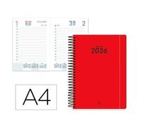 Agenda 2026 espiral A4 día página rojo liderpapel classic