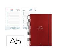 Agenda 2026 espiral A5 día página rojo liderpapel olbia