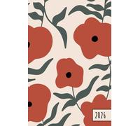 Agenda 2026: Fleurs Rouges | Semainier (1 semaine sur 2 pages) Format A6 (10x15 cm) | Planning hebdomadaire vertical avec heures (7h-21h)