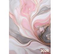 Agenda 2026: Journalier - Grand Format A4 - 365 jours 1 Page Par Jour Avec Horaires - Couverture Marbre Rose Et Gris