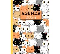 Agenda 2026 journalier: Planificateur Journalier Grand Format A4 | 1 Page par Jour avec Heure | 12 mois de Janvier 2026 à Décembre 2026 | Chats