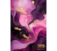 Agenda 2026 Journalier: Planificateur professionnel de 365 Jours et 12 Mois | 1 Page par Jour avec Heure, de Janvier à Décembre | Couverture Marbré élégant rose, violet et or