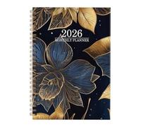 Agenda 2026 Monthly Planner - Agenda de flores con fechas | Planificador diario 2026 con pestañas Monthly para planificar apuntes académicos en casa, oficina, estudio, trabajo, profesor, estudiante