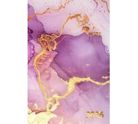 Agenda 2026: Planificateur Hebdomadaire - Format de Poche A6 | 12 Mois De Janvier À Décembre | Français | Couverture Marbré élégant Or Et Violet