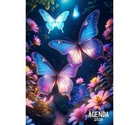 Agenda 2026: Planificateur Journalier de 365 Jours | 1 Page par Jour avec Heure, de Janvier à Décembre | Couverture Papillon, Fleurs