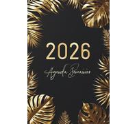 Agenda 2026: Planificateur semainier , une semaine sur deux pages , A5 janvier à décembre français , Fleurs noir dorée