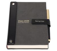 Agenda 2026, tamaño A5, página al día, agenda de enero a diciembre, agenda 2026 día por página, agenda de tapa dura, agenda de citas de año completo con bolígrafo, 3 marcadores, pestañas laterales