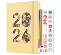 Agenda 2026 tamaño A5, página al día, día por página, agenda académica A5 de enero de 2026 a diciembre de 2026, organizador de tapa dura con bolígrafo, pestañas mensuales, bolsillo interior