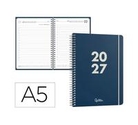 Agenda 2027 espiral A5 día página azul liderpapel basic bilingue
