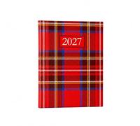Agenda 2027 con patrón de bolsillo, tela de tartán rojo, planificador de tamaño de bolsillo delgado, diario de viaje y bolso, organizador de calendario de vista semanal, elegante diario pequeño