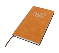 Agenda 2027 de Bolsillo, Planificador Diario Naranja de Papel y PU | Formato Compacto, Gestión con Visión Clara de Citas, sin Traspaso, Estilo Minimalista Moderno