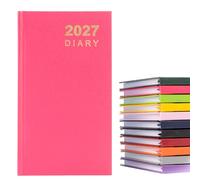 Agenda 2027 de tamaño delgado, vista semanal, tapa dura, con marcapáginas de cinta, papel de alta calidad de 70 g/m² en el interior con días festivos del Reino Unido, zonas horarias mundiales (cereza)