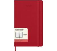 Moleskine Agenda Diaria 2027, Agenda de 12 Meses con Tapa Dura y Cierre Elástico, Formato L 13x21 Cm, Color Rojo Escarlata