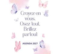 Agenda 2027 Grand Format: Avec heure 7h a 21h Vertical , ideal pour rendez vous , Motivation Femme