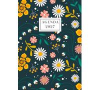 Agenda 2027 Journalier: A4 Planificateur Journalier avec heures | 1 Page Par Jour de Janvier à Décembre | 12 mois | Couverture avec Fleurs