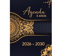 Agenda 5 Años 2026-2030: Planificador Mensual 2026 2030 | 60 Meses del 01/01/2026 al 31/12/2030 | 1 Mes en 2 Páginas | Días Festivos | Formato largo A4 | 160 Páginas