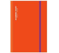 Agenda académica 2023-2024 tamaño A4, día por página, día por página, tamaño A4, color naranja brillante, con elástico