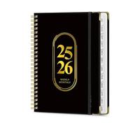 Agenda académica 2025-2026, julio 2025-diciembre 2026, planificador académico semanal y mensual, 6.2 x 8.5 pulgadas, con cubierta flexible, pestañas mensuales, bolsillo interior, mejora tu habilidad