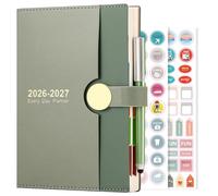 Agenda académica 2026-2027, A5, página por día, de agosto de 2026 a agosto de 2027, agenda diaria de 13 meses, tapa dura con bolígrafo (verde)
