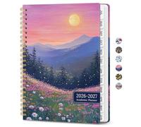 Agenda académica 2026-2027, calendario mensual y semanal para mujeres, julio de 2026 a junio de 2027, bonita agenda de tapa dura con pestañas y bolsillo para suministros escolares, oficina, hogar, 8.5