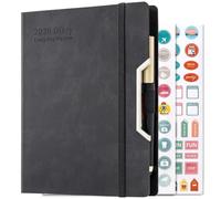 Agenda académica 2026 A5 página por día, agenda diaria y mensual de año completo, agenda 2026, día por página, de enero a diciembre, organizador de tapa dura con bolígrafo, pestañas mensuales