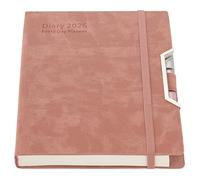 Agenda académica 2026, agenda 2026, día por página, tapa dura, organizada de enero de 2026 a diciembre de 2026, agenda diaria mensual con pestañas mensuales, bolsillo interior, bolígrafo, lazo para