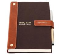 Agenda académica 2026, agenda 26, agenda A5, página al día, agenda de tapa dura, agenda anual de enero a diciembre de 2026, agenda semanal con bolígrafo, calcomanías, bolsillo interior (café 2026, A5)