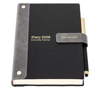 Agenda académica 2026, agenda 26, agenda A5, página al día, agenda de tapa dura, agenda anual de enero a diciembre de 2026, agenda semanal con bolígrafo, calcomanías, bolsillo interior (negro 2026, A5