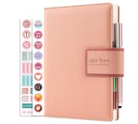 Agenda académica 2026 página por día, agenda de 12 meses, agenda de productividad de enero de 2026 a diciembre de 2026, agenda de tapa dura, agenda diaria con bolígrafo, soporte para bolígrafos