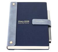 agenda académica 2026 y A5 página al día, tapa dura, agenda anual enero-diciembre 2026, semanal con bolígrafo, calcomanías, bolsillo interior (azul 2026, A5)