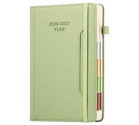 Agenda académica año 2026-27, A5, página por día, agenda académica de medio año de julio de 2026 a junio de 2027, agenda de tapa dura con soporte para bolígrafo, bolsillo frontal, pestaña mensual