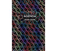 Agenda Adulte 2025-2026 - Cercle-Multicolore - Fond noir (12.85x19.84 cm) 1 page pour 2 jours