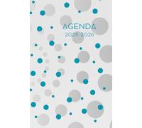 Agenda Adulte 2025-2026 - Pois Bleu turquoise, gris et blancs (12.85x19.84 cm) 1 page pour 2 jours