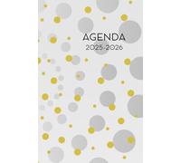 Agenda Adulte 2025-2026 - Pois Jaune- Gris et blancs (12.85x19.84 cm) 1 page pour 2 jours