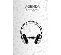 Agenda Adulte 2025-2026- Thème Musique-Son-Casque (12.85x19.84 cm) 1 page pour 2 jours