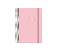 Agenda Anual 2023- Organizador Semanal - Cada Día Una Página - Tamaño Mediano 12,5 x 18 cm - Modelo Gloss - Color Rosa - Planificador Mensual Portable - De Anillas - Dohe
