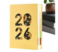 Agenda anual 2026 - Cuaderno de 365 días de piel sintética A5, organizador de calendario diario, diario profesional para la gestión del | Encuadernación plana de papel grueso para la planificación