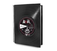 Agenda Anual 2026 Día por Página - Tamaño A5 - Fabricación Artesanal con Tapa Dura Discos de Vinilo LP - Incluye Calendario, Notas y Marcapáginas - Retro Vintage Rock