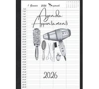 Agenda appuntamenti 2026: Parrucchieri 2026 giornaliera | Un giorno per pagina, 4 Colonne | 12 mesi italiano da gennaio a dicembre 2026 Intervalli di 30 minuti A4.