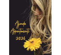 Agenda appuntamenti 2026 per parrucchieri: una pagina per ogni giorno lavorativo, 4 colonne, dalle 08 alle 21 con intervalli di 30 minuti - 12 mesi - formato A4