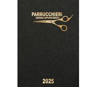 Agenda appuntamenti parrucchieri 2025: Pianificatore giornaliero un giorno per pagina con orari , Intervalli di 30 minuti | A4 grande -12 mesi italiano .