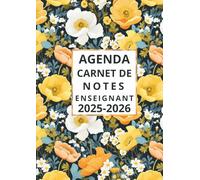 Agenda Carnet Notes Enseignant 2025 2026 : Cahier Relevé de Notes & Compétences Professeur pour 23 Classes | Calendrier et Vacances Scolaire, Planificateur de Cours | Semainier, Format A4.