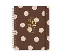 Agenda Charuca 26-27 Académica VISTA SEMANAL - Tapa Dura con Detalles Dorados, Tamaño GRANDE - Incluye BOLSA de Tela PROTECTORA y Marcapáginas - Hecho en España (CHOCOLATE LOVE)